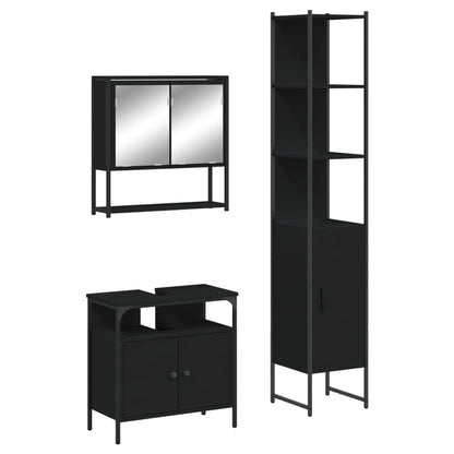 vidaXL Ensemble de meubles de salle de bain 3 pcs Noir Bois d'ingénierie