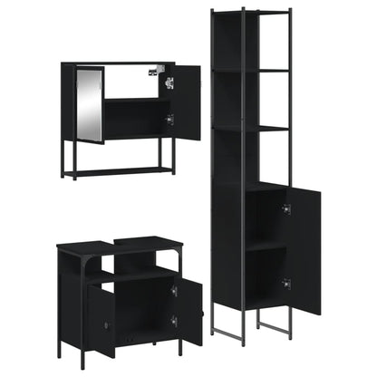 vidaXL Ensemble de meubles de salle de bain 3 pcs Noir Bois d'ingénierie
