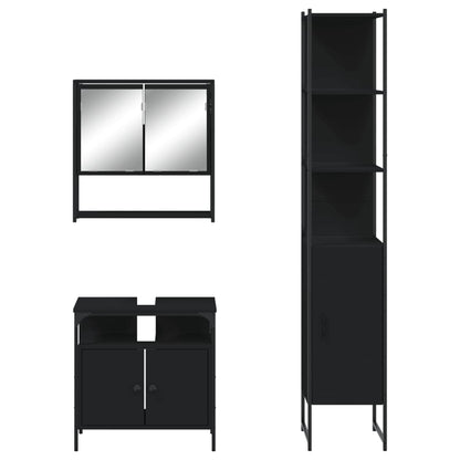 vidaXL Ensemble de meubles de salle de bain 3 pcs Noir Bois d'ingénierie