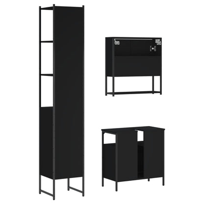 vidaXL Ensemble de meubles de salle de bain 3 pcs Noir Bois d'ingénierie
