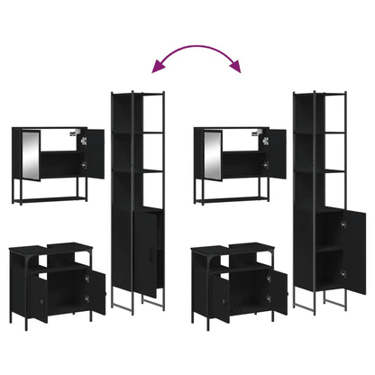 vidaXL Ensemble de meubles de salle de bain 3 pcs Noir Bois d'ingénierie