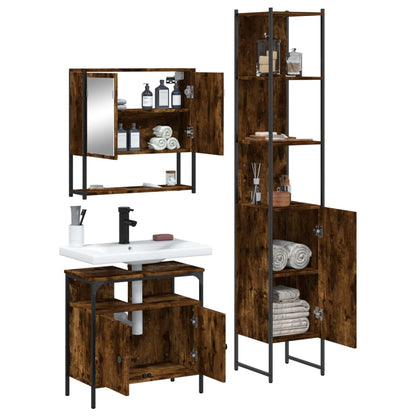 vidaXL Ensemble de meubles de salle de bain 3 pièces Chêne fumé Bois d'ingénierie