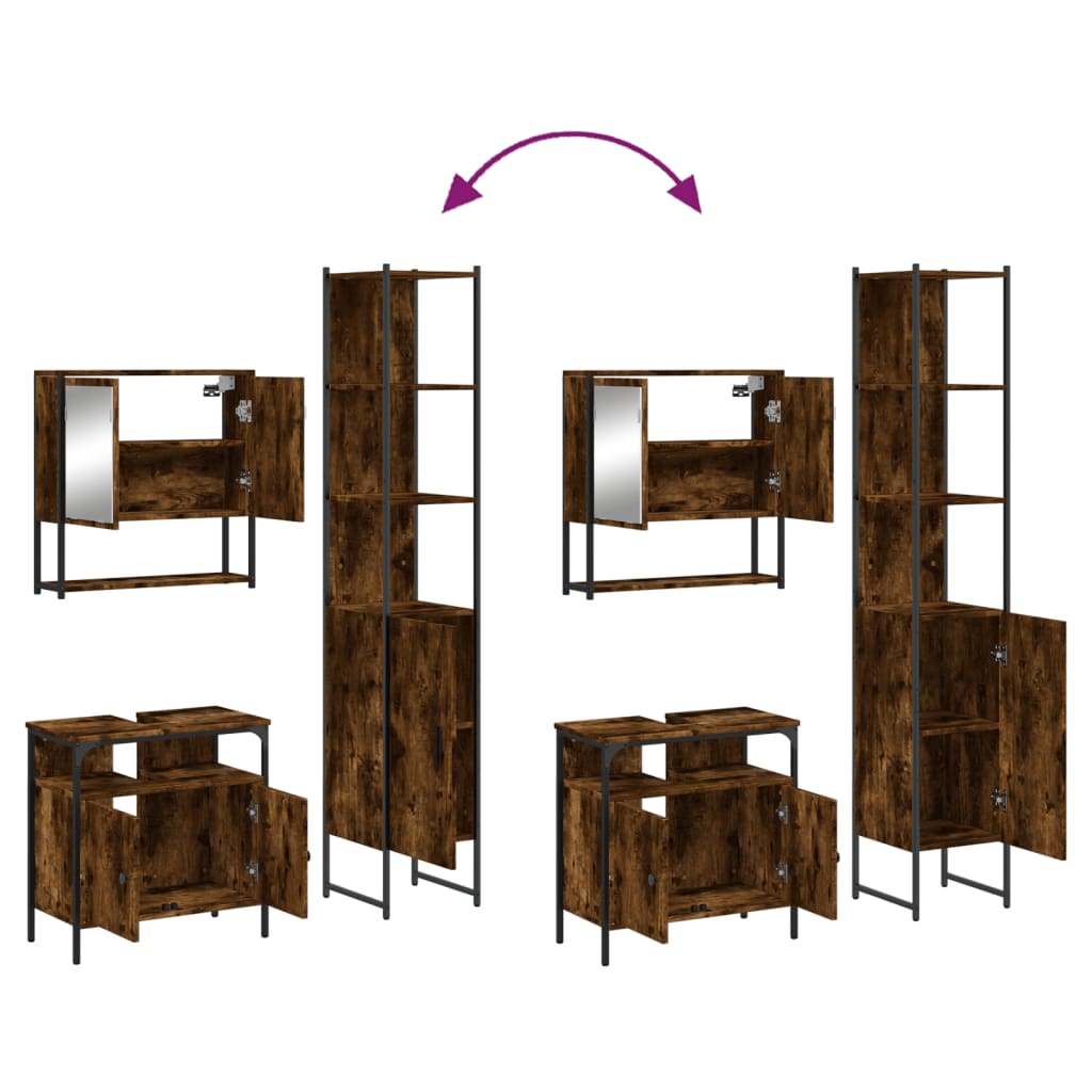 vidaXL Ensemble de meubles de salle de bain 3 pièces Chêne fumé Bois d'ingénierie