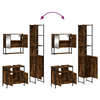 vidaXL Ensemble de meubles de salle de bain 3 pièces Chêne fumé Bois d'ingénierie