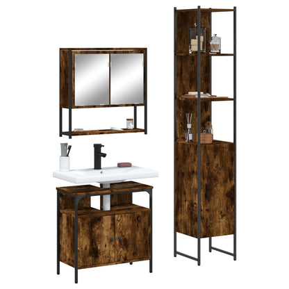 vidaXL Ensemble de meubles de salle de bain 3 pièces Chêne fumé Bois d'ingénierie