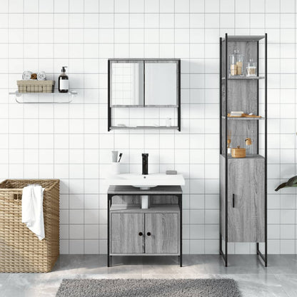 vidaXL Ensemble de meubles de salle de bain 3 pcs Gris Aggloméré Sonoma