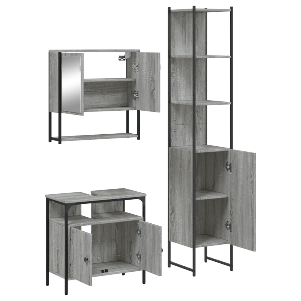 vidaXL Ensemble de meubles de salle de bain 3 pcs Gris Aggloméré Sonoma