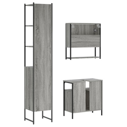 vidaXL Ensemble de meubles de salle de bain 3 pcs Gris Aggloméré Sonoma