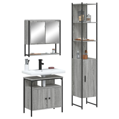 vidaXL Ensemble de meubles de salle de bain 3 pcs Gris Aggloméré Sonoma