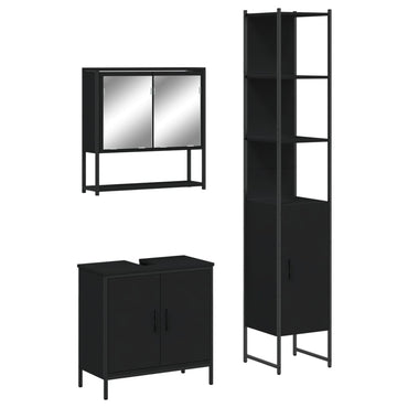 vidaXL Ensemble de meubles de salle de bain 3 pcs Noir Bois d'ingénierie