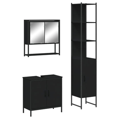 vidaXL Ensemble de meubles de salle de bain 3 pcs Noir Bois d'ingénierie