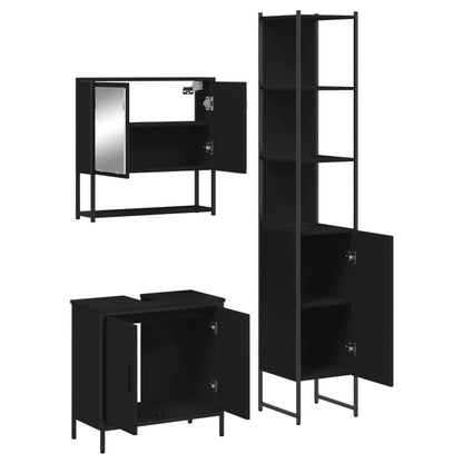 vidaXL Ensemble de meubles de salle de bain 3 pcs Noir Bois d'ingénierie
