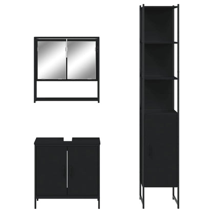vidaXL Ensemble de meubles de salle de bain 3 pcs Noir Bois d'ingénierie