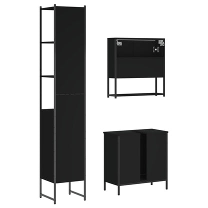 vidaXL Ensemble de meubles de salle de bain 3 pcs Noir Bois d'ingénierie