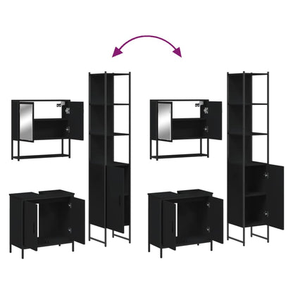 vidaXL Ensemble de meubles de salle de bain 3 pcs Noir Bois d'ingénierie