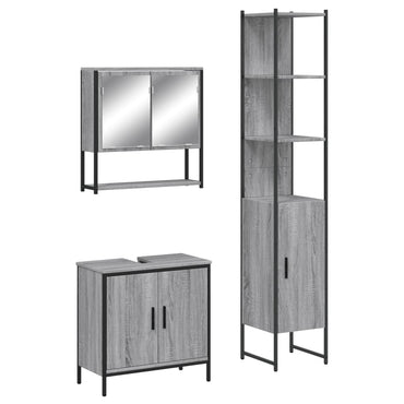 vidaXL Ensemble de meubles de salle de bain 3 pcs Gris Aggloméré Sonoma