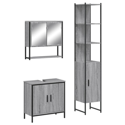 vidaXL Ensemble de meubles de salle de bain 3 pcs Gris Aggloméré Sonoma