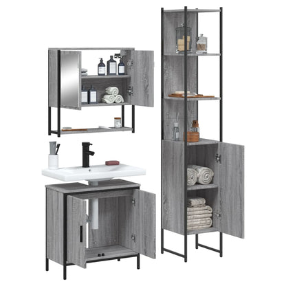 vidaXL Ensemble de meubles de salle de bain 3 pcs Gris Aggloméré Sonoma