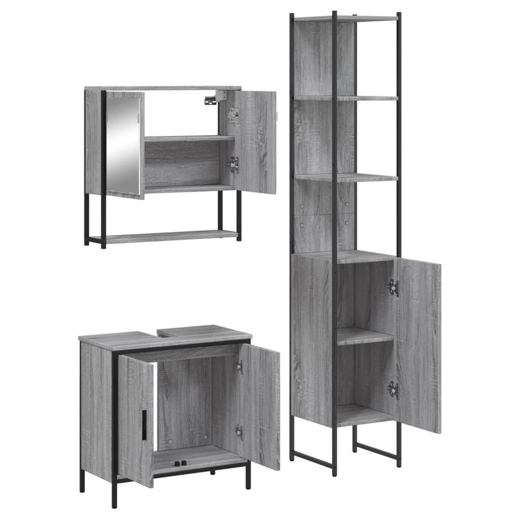 vidaXL Ensemble de meubles de salle de bain 3 pcs Gris Aggloméré Sonoma