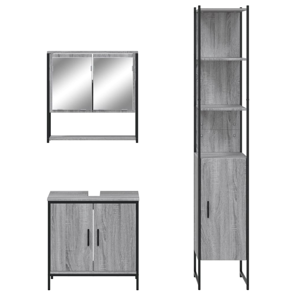 vidaXL Ensemble de meubles de salle de bain 3 pcs Gris Aggloméré Sonoma