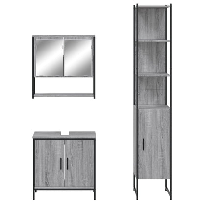 vidaXL Ensemble de meubles de salle de bain 3 pcs Gris Aggloméré Sonoma