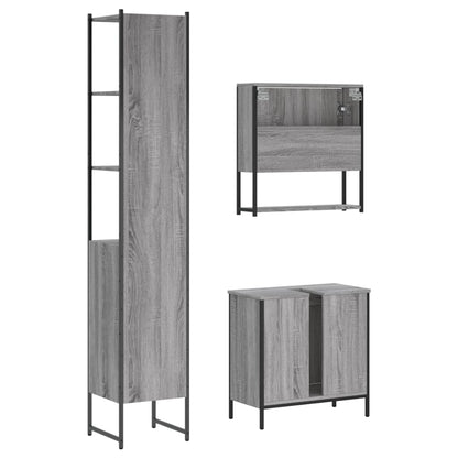 vidaXL Ensemble de meubles de salle de bain 3 pcs Gris Aggloméré Sonoma