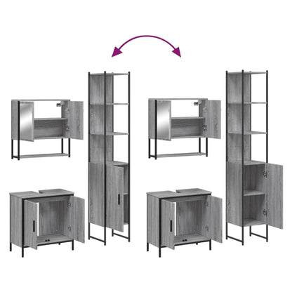 vidaXL Ensemble de meubles de salle de bain 3 pcs Gris Aggloméré Sonoma