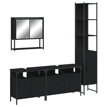 vidaXL Ensemble de meubles de salle de bain 4 pcs Noir Aggloméré