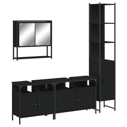 vidaXL Ensemble de meubles de salle de bain 4 pcs Noir Aggloméré