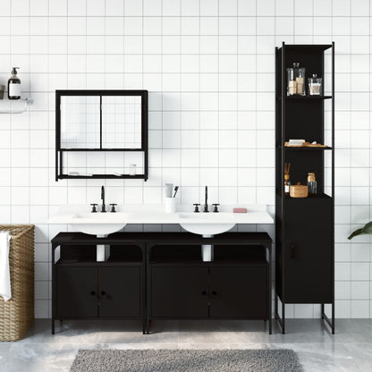 vidaXL Ensemble de meubles de salle de bain 4 pcs Noir Aggloméré