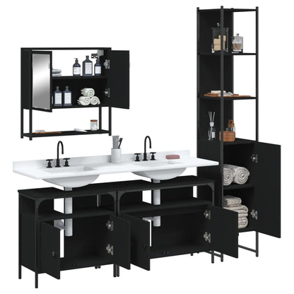 vidaXL Ensemble de meubles de salle de bain 4 pcs Noir Aggloméré