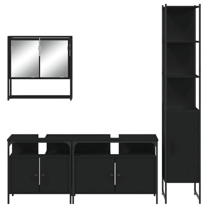 vidaXL Ensemble de meubles de salle de bain 4 pcs Noir Aggloméré