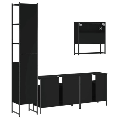 vidaXL Ensemble de meubles de salle de bain 4 pcs Noir Aggloméré
