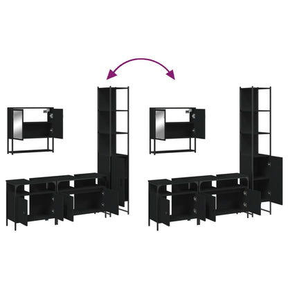 vidaXL Ensemble de meubles de salle de bain 4 pcs Noir Aggloméré