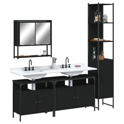 vidaXL Ensemble de meubles de salle de bain 4 pcs Noir Aggloméré