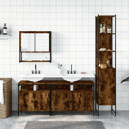 vidaXL Ensemble de meubles de salle de bain 4 pcs Chêne fumé en bois d'ingénierie
