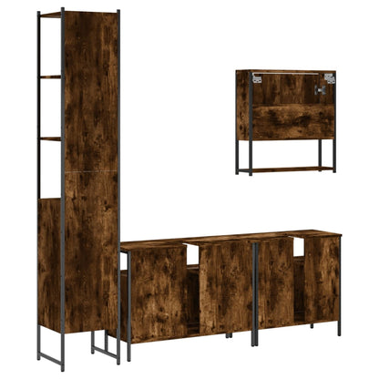 vidaXL Ensemble de meubles de salle de bain 4 pcs Chêne fumé en bois d'ingénierie