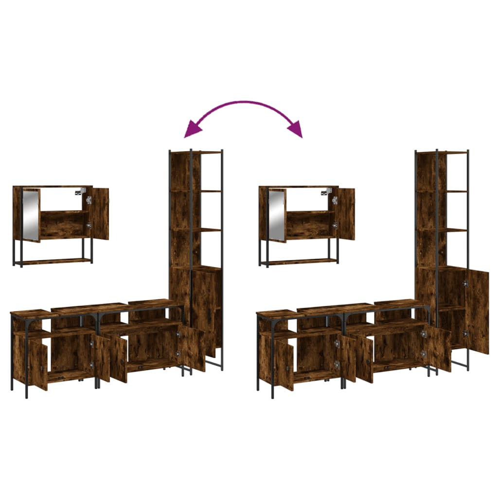 vidaXL Ensemble de meubles de salle de bain 4 pcs Chêne fumé en bois d'ingénierie