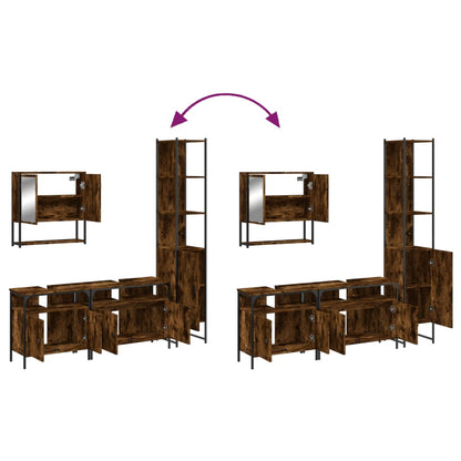 vidaXL Ensemble de meubles de salle de bain 4 pcs Chêne fumé en bois d'ingénierie
