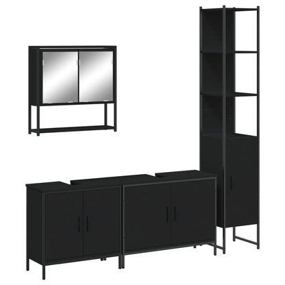 vidaXL Ensemble de meubles de salle de bain 4 pcs Noir Aggloméré