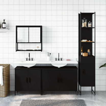 vidaXL Ensemble de meubles de salle de bain 4 pcs Noir Aggloméré