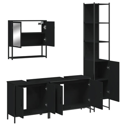 vidaXL Ensemble de meubles de salle de bain 4 pcs Noir Aggloméré