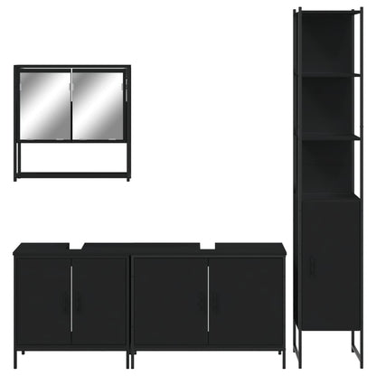 vidaXL Ensemble de meubles de salle de bain 4 pcs Noir Aggloméré