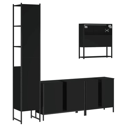 vidaXL Ensemble de meubles de salle de bain 4 pcs Noir Aggloméré