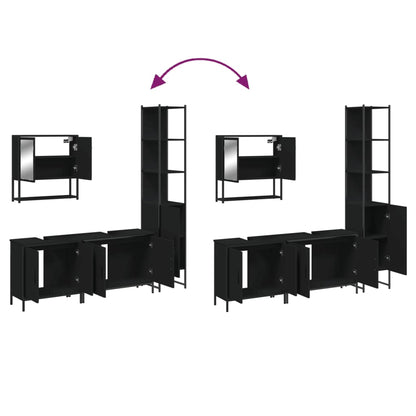 vidaXL Ensemble de meubles de salle de bain 4 pcs Noir Aggloméré
