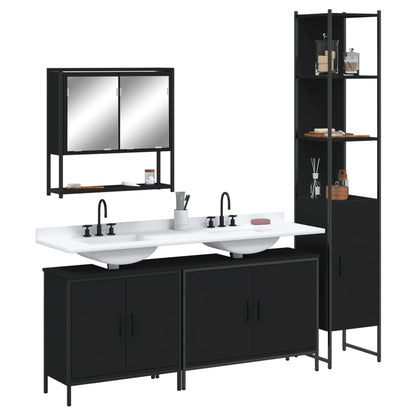 vidaXL Ensemble de meubles de salle de bain 4 pcs Noir Aggloméré