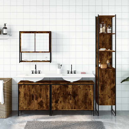 vidaXL Ensemble de meubles de salle de bain 4 pcs Chêne fumé en bois d'ingénierie