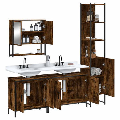 vidaXL Ensemble de meubles de salle de bain 4 pcs Chêne fumé en bois d'ingénierie