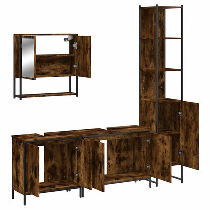 vidaXL Ensemble de meubles de salle de bain 4 pcs Chêne fumé en bois d'ingénierie