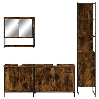 vidaXL Ensemble de meubles de salle de bain 4 pcs Chêne fumé en bois d'ingénierie